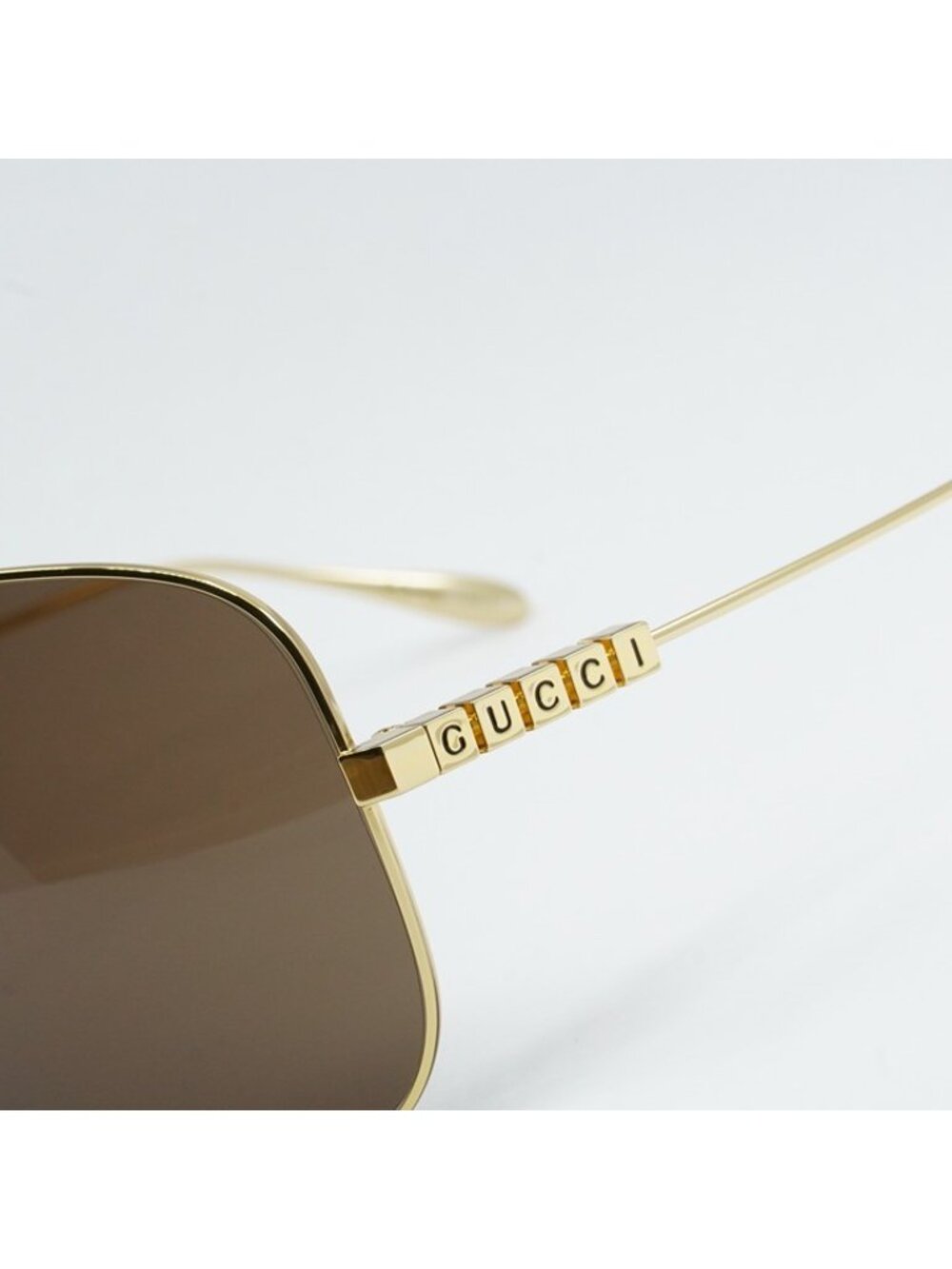 Gucci GG1436S 002 Sunglasses Gold Shield Frame, Brown Lenses - Picture 4 of 12